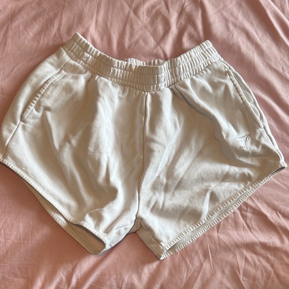 White gymshark sweat shorts
